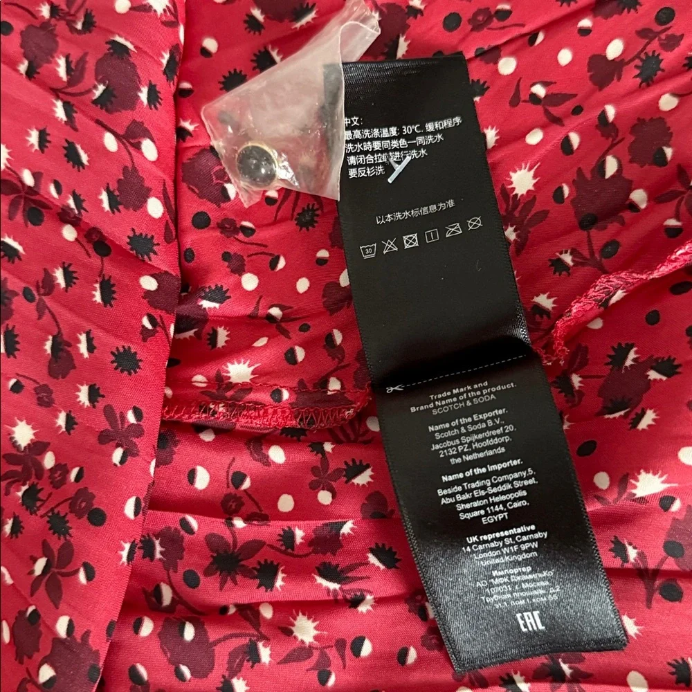 Scotch & Soda Anthropologie Rouge Red Floral Print pleated maxi Dress NWT $220